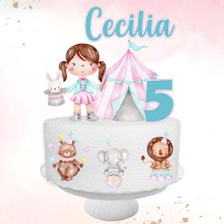 Topo de Bolo Digital Circo Rosa