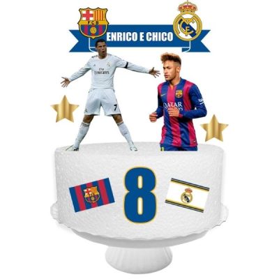 Topo de Bolo Digital Barcelona e Real Madrid md1 tb