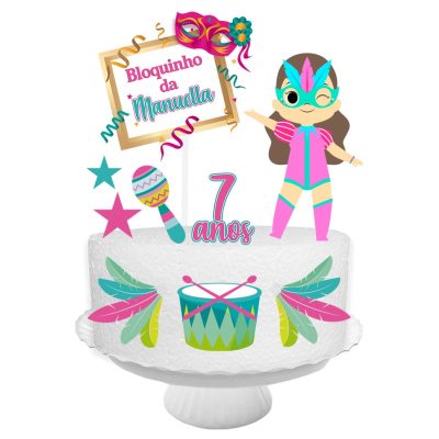 Topo de Bolo Digital Bloquinho de Carnaval md1 tb