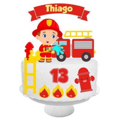 Topo de Bolo Digital Bombeiro md1