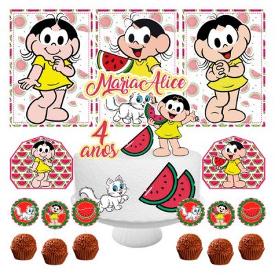 Kit só um bolinho Magali 4 anos personalizado tema melancia