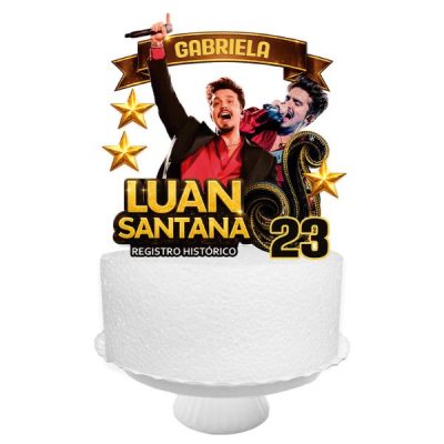Topo de bolo Luan Santana Registro Histórico 2023 em PNG alta resolução para impressão temática show sertanejo