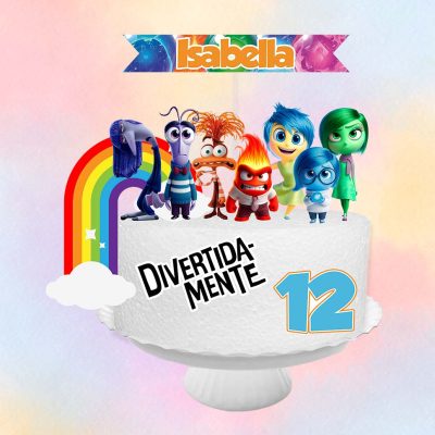 Topo de Bolo Digital Divertida Mente